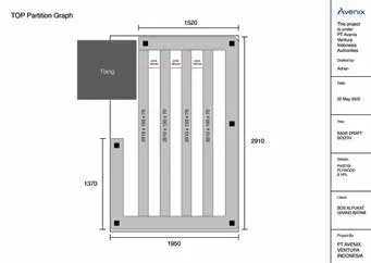2D top partition plan of the booth