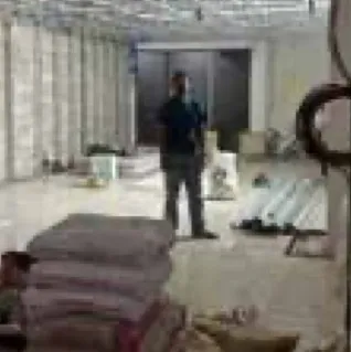 Cement bags stacked inside a building