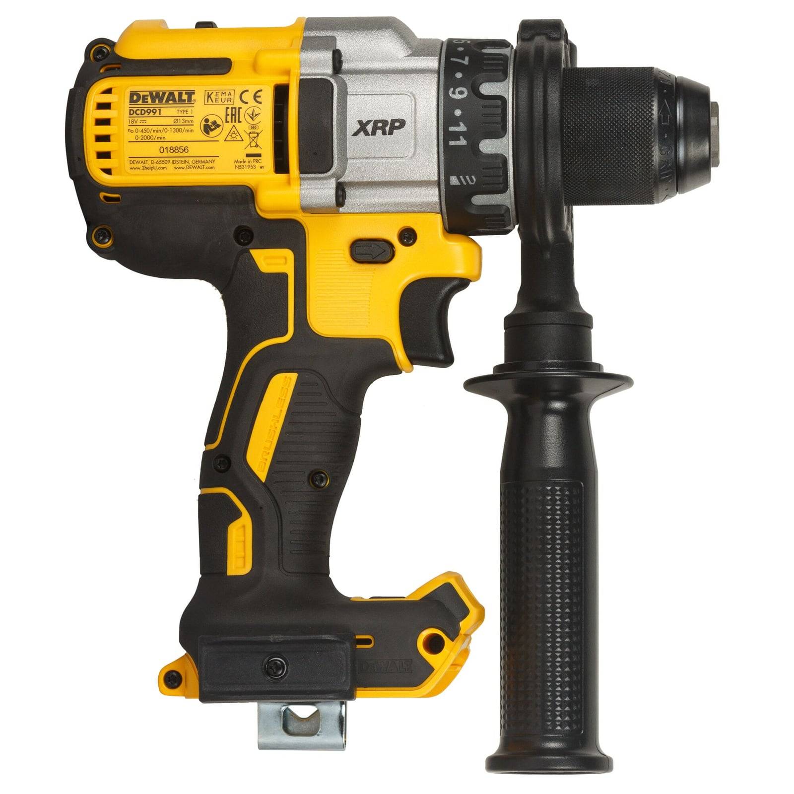Bor obeng brushless DeWALT DCD991 dengan gagang samping