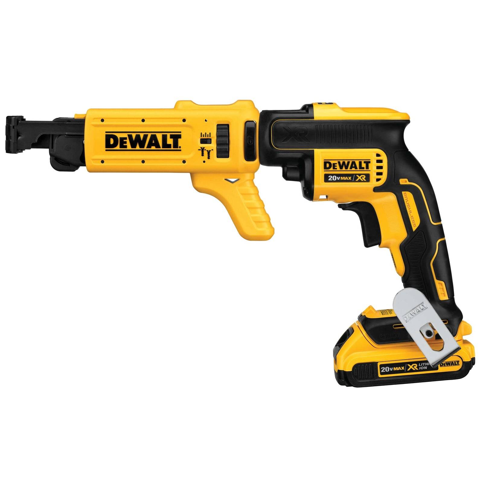 Magasin DeWALT DCF6201 terpasang pada obeng drywall
