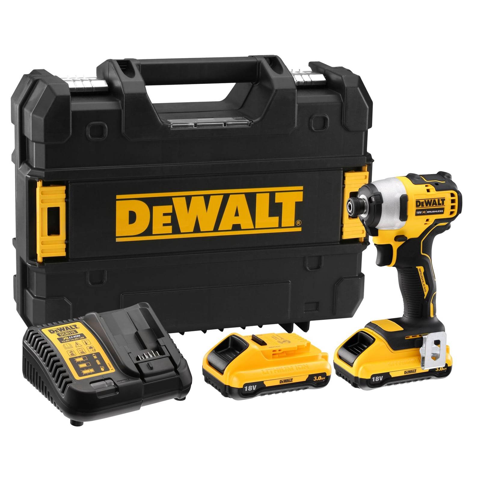 Kit impact driver DeWALT DCF809L2T — 2 baterai 3,0 Ah, charger, koper TSTAK