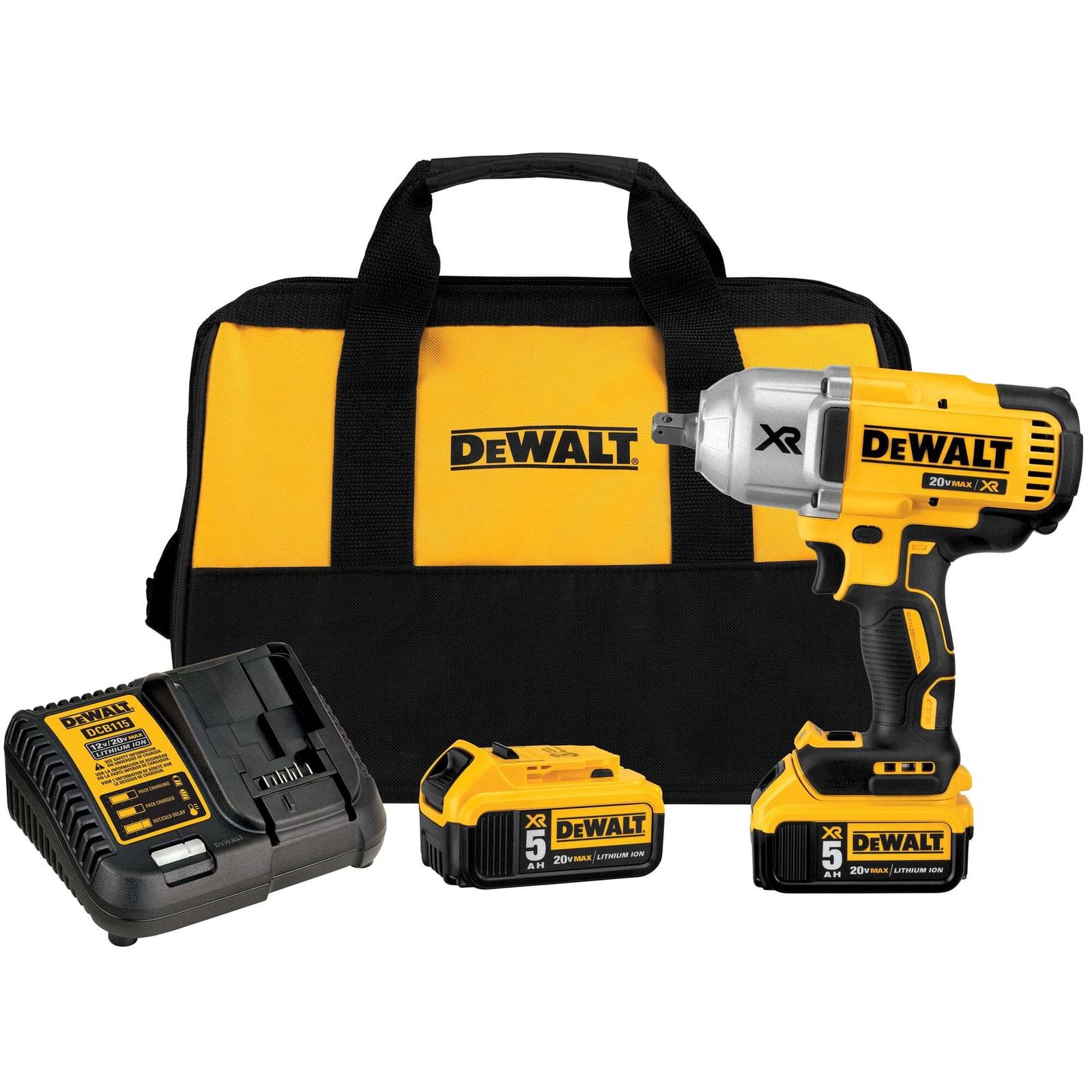 Kit impact wrench DeWALT DCF899P2 — 2 baterai 5,0 Ah, charger, tas