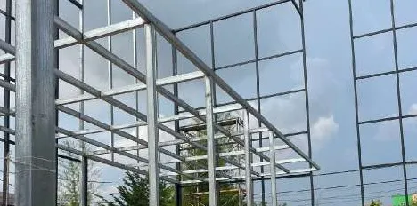 Galvanized hollow-steel column and beam framework