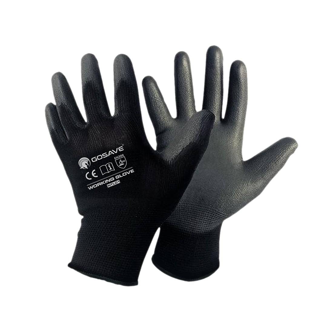 Sepasang sarung tangan kerja GoSave Bleach 650 hitam berlapis PU