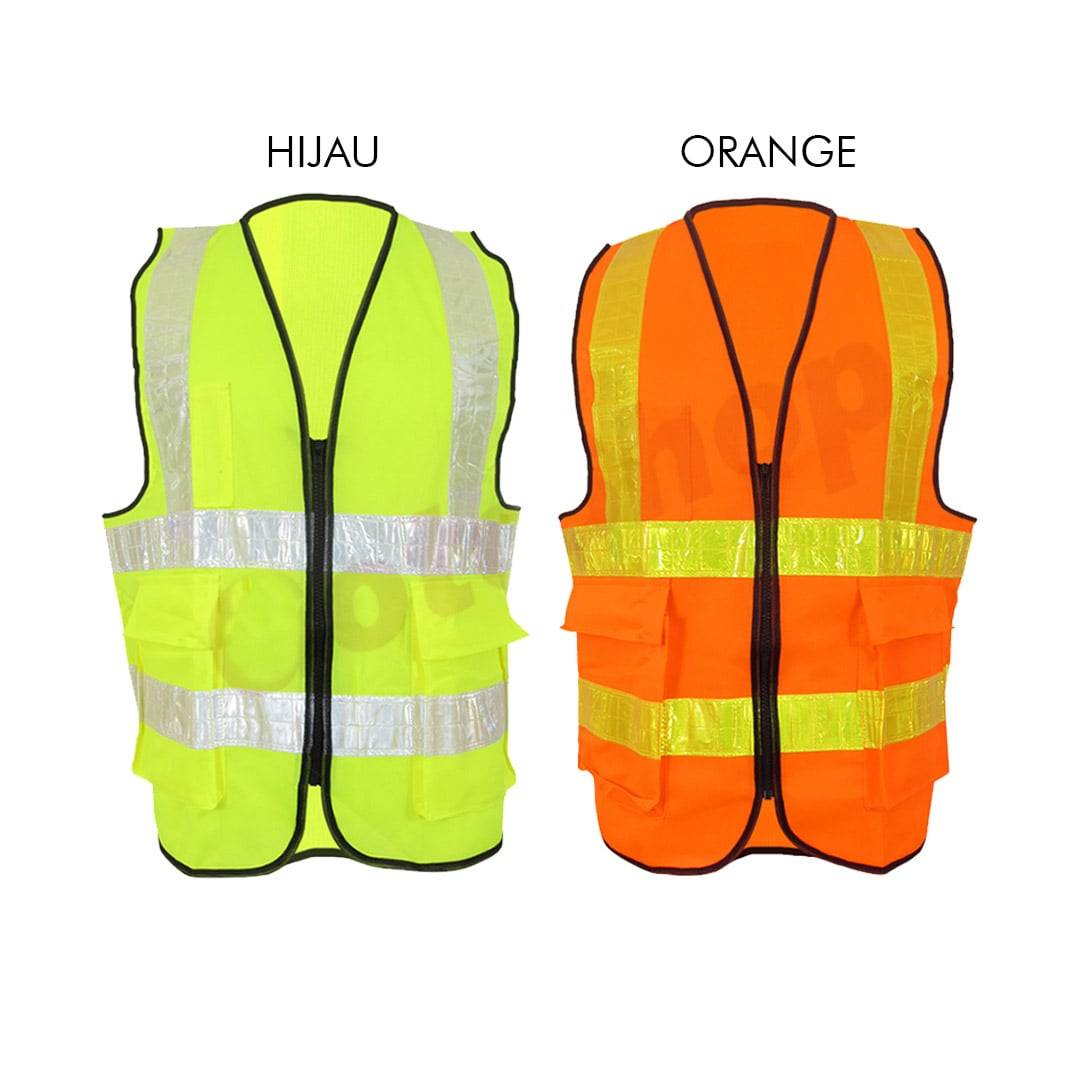 Rompi safety GoSave 4Line Mechanic warna hijau dan oranye