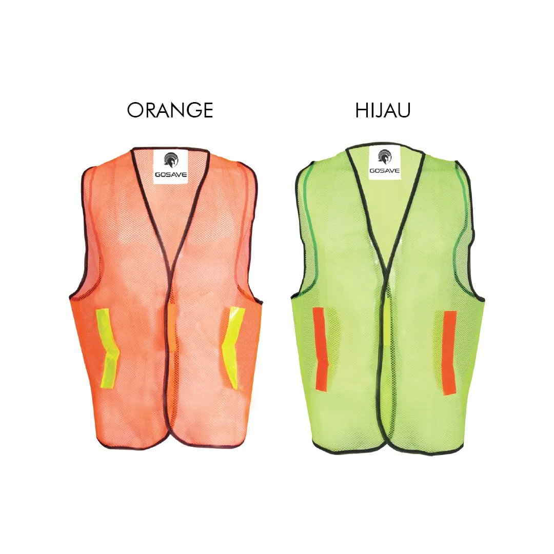 GoSave Eco Mesh safety vests in orange and green