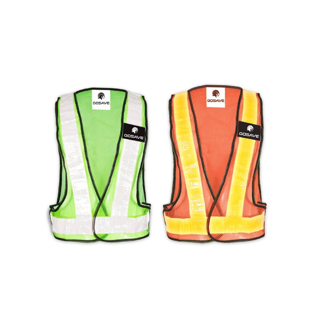Rompi safety GoSave V Mesh warna hijau dan oranye