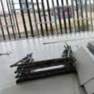 Steel hollow frames and materials on a project floor