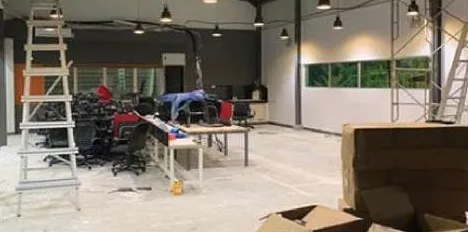 Open-plan office fit-out in progress