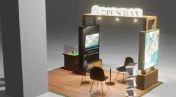 3D render of the property exhibition booth