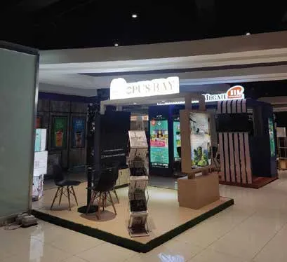 Property exhibition booth installed in a mall atrium