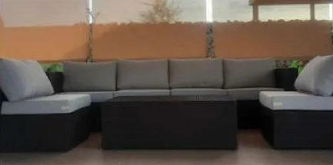 Black outdoor rattan sofa set