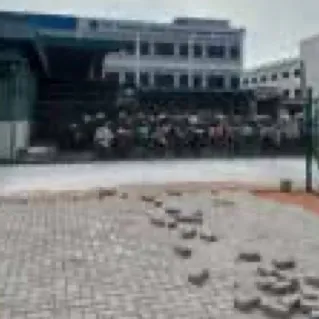Paving block installation in a parking area