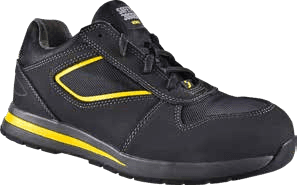 Sepatu safety Safety Jogger Works low-cut hitam dengan aksen kuning