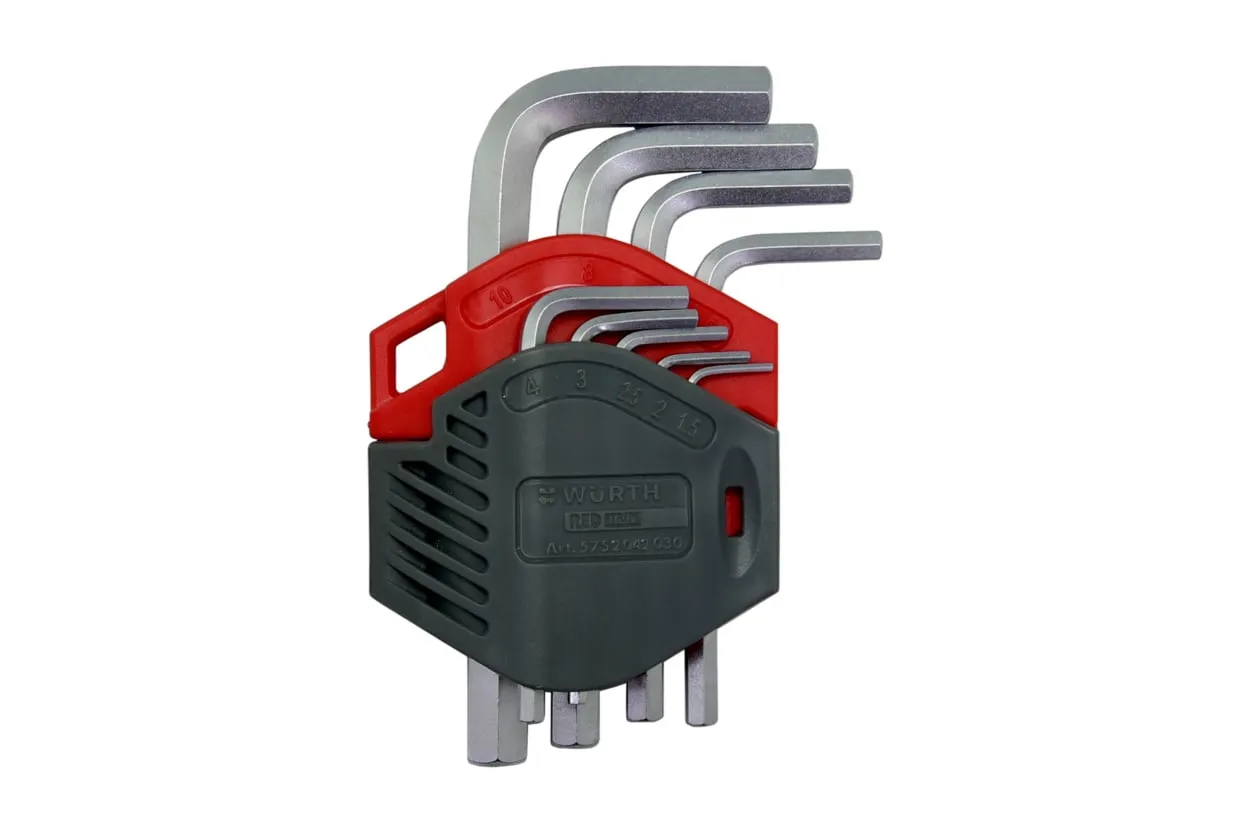 Set kunci L hex Würth RED STRIPE 9 pcs pendek dengan holder, art. 5752042030