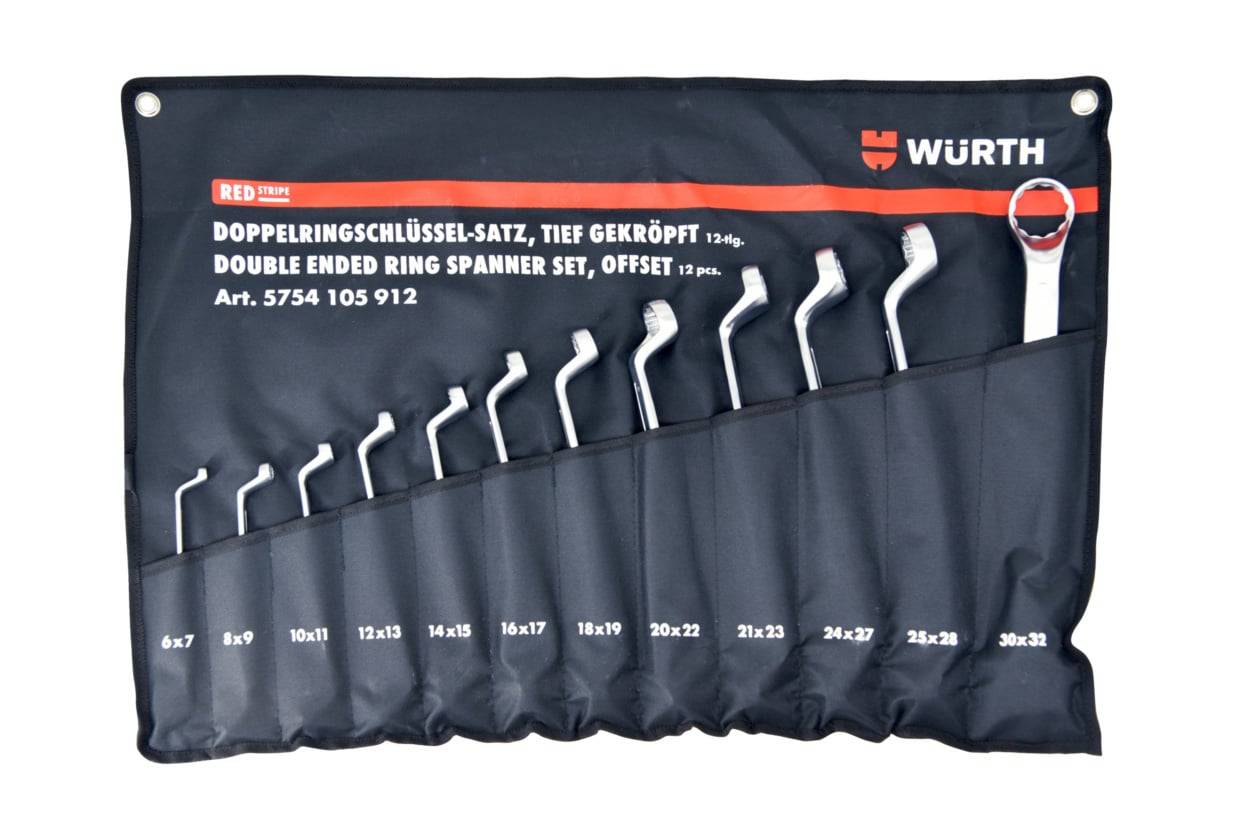 Set kunci ring Würth RED STRIPE 12 pcs offset dalam kantong gulung, art. 5754105912