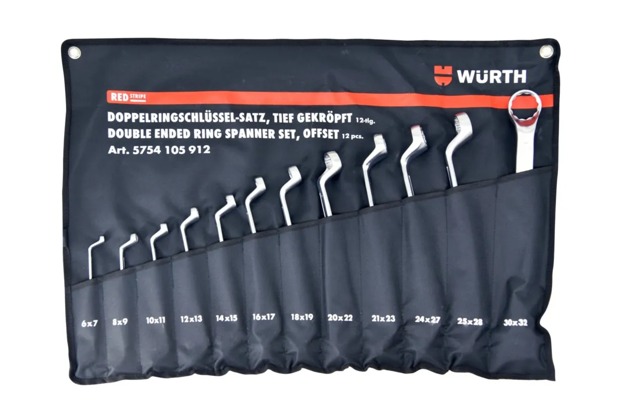 Set kunci ring Würth RED STRIPE 12 pcs offset dalam kantong gulung, art. 5754105912