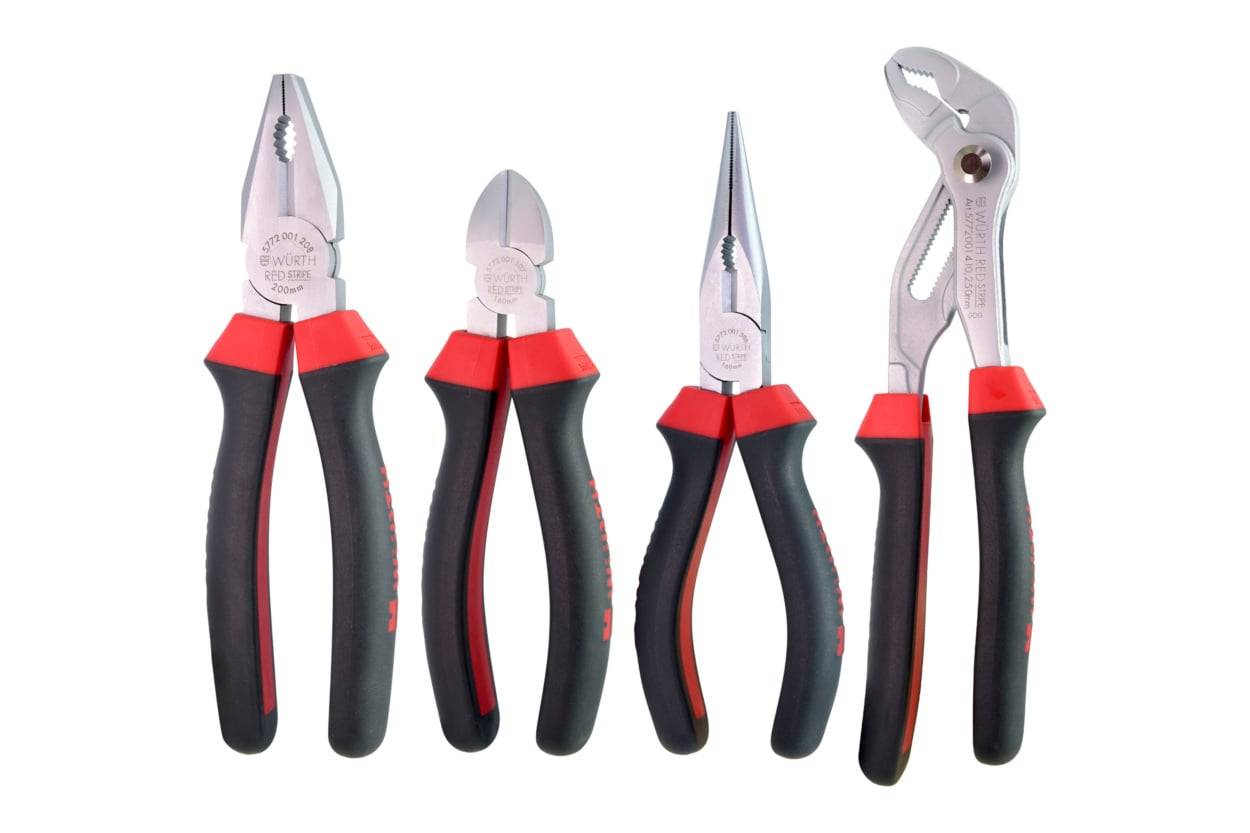 Set tang Würth RED STRIPE 4 pcs dengan tang water pump, art. 5772101004